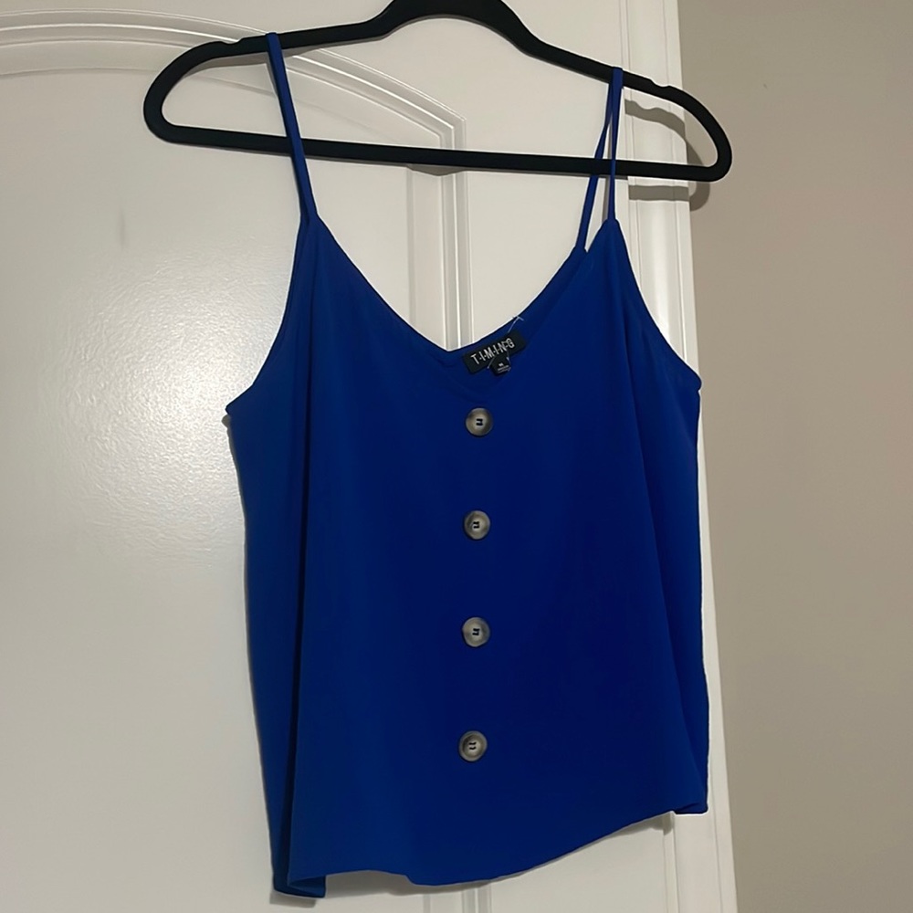Royal blue tank with buttons